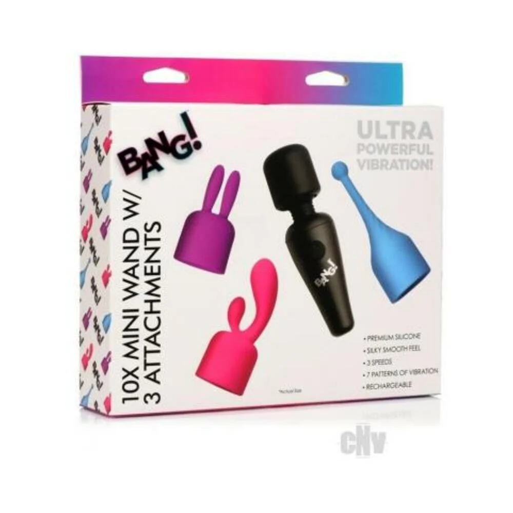 Bang! 10X Mini Wand w/3 Attachments - Asst. Colors