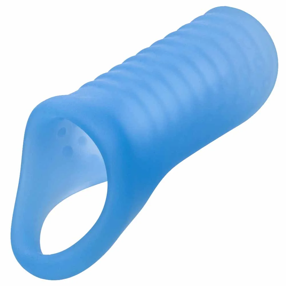 Basic Essentials Liquid Silicone Pleasure Enhancer Sleeve, 4", Blue