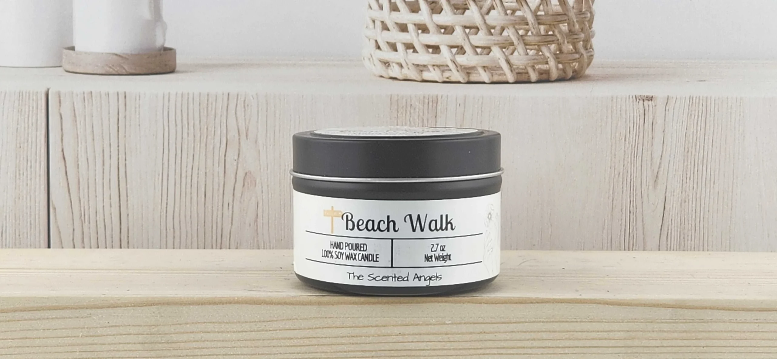 Beach Walk Scented 100% Soy Wax Candle - Black