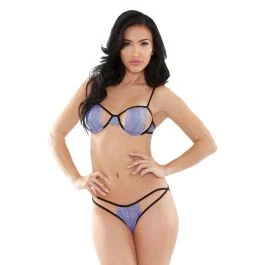 Belle Stretch Lace Bra Cutout Panty Set Tease B176