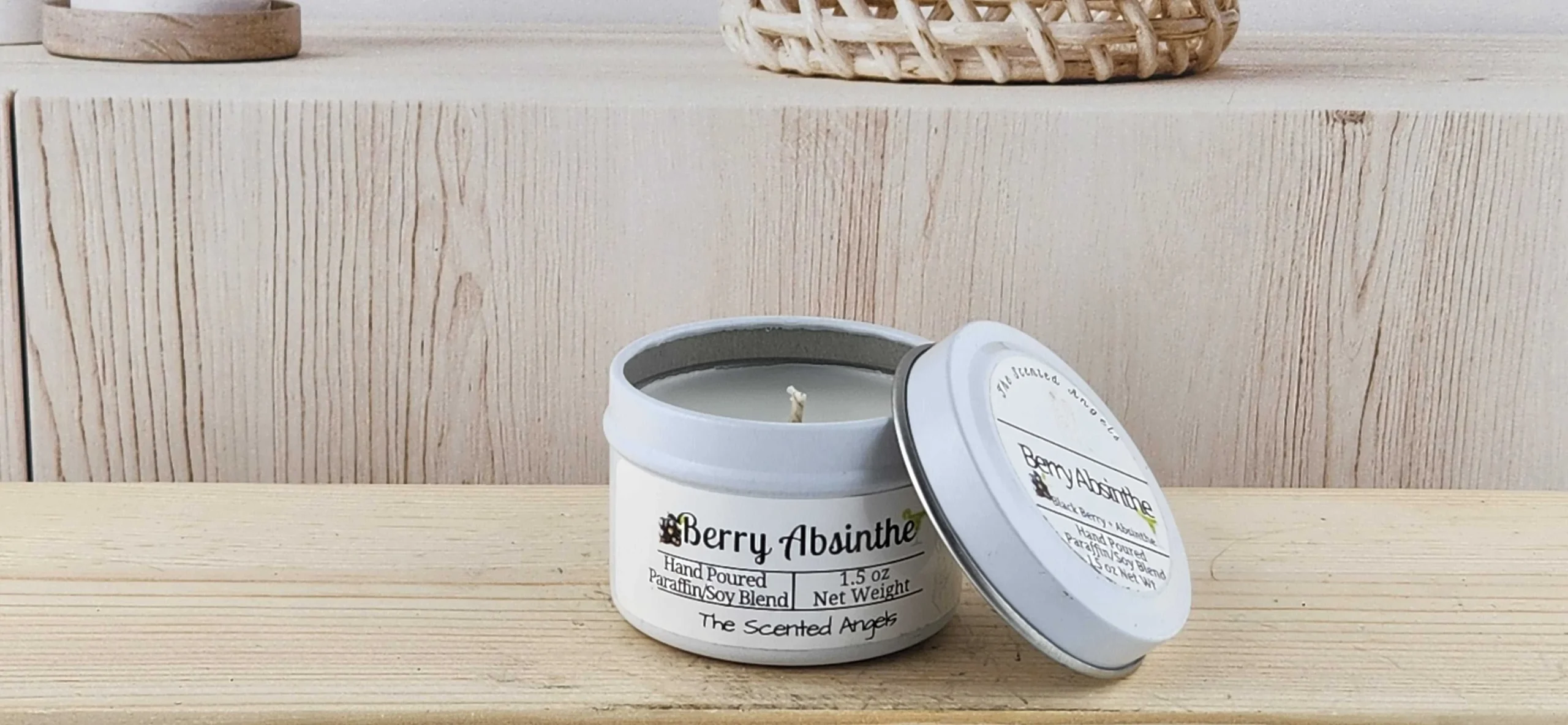 Berry Absinthe Scented Paraffin/Soy Wax Candle - White