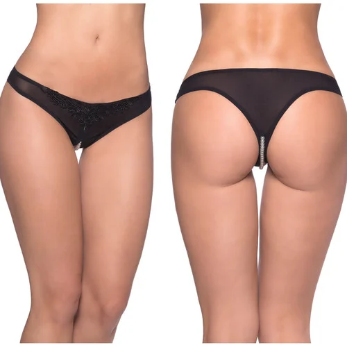 Black Crotchless Pearl Thong by Oh La La Cheri Lingerie