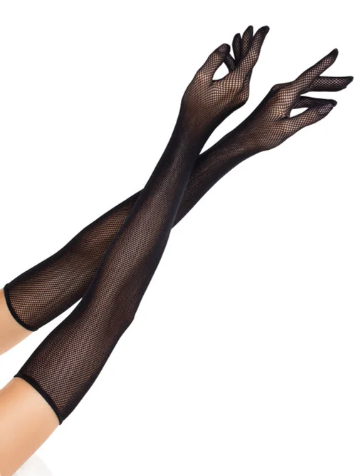 Black Fishnet Opera Length Gloves