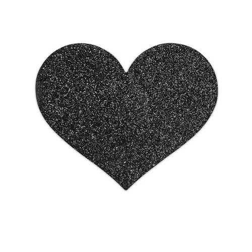 Black Flash Heart Glitter Pasties by Bijoux Indiscrets