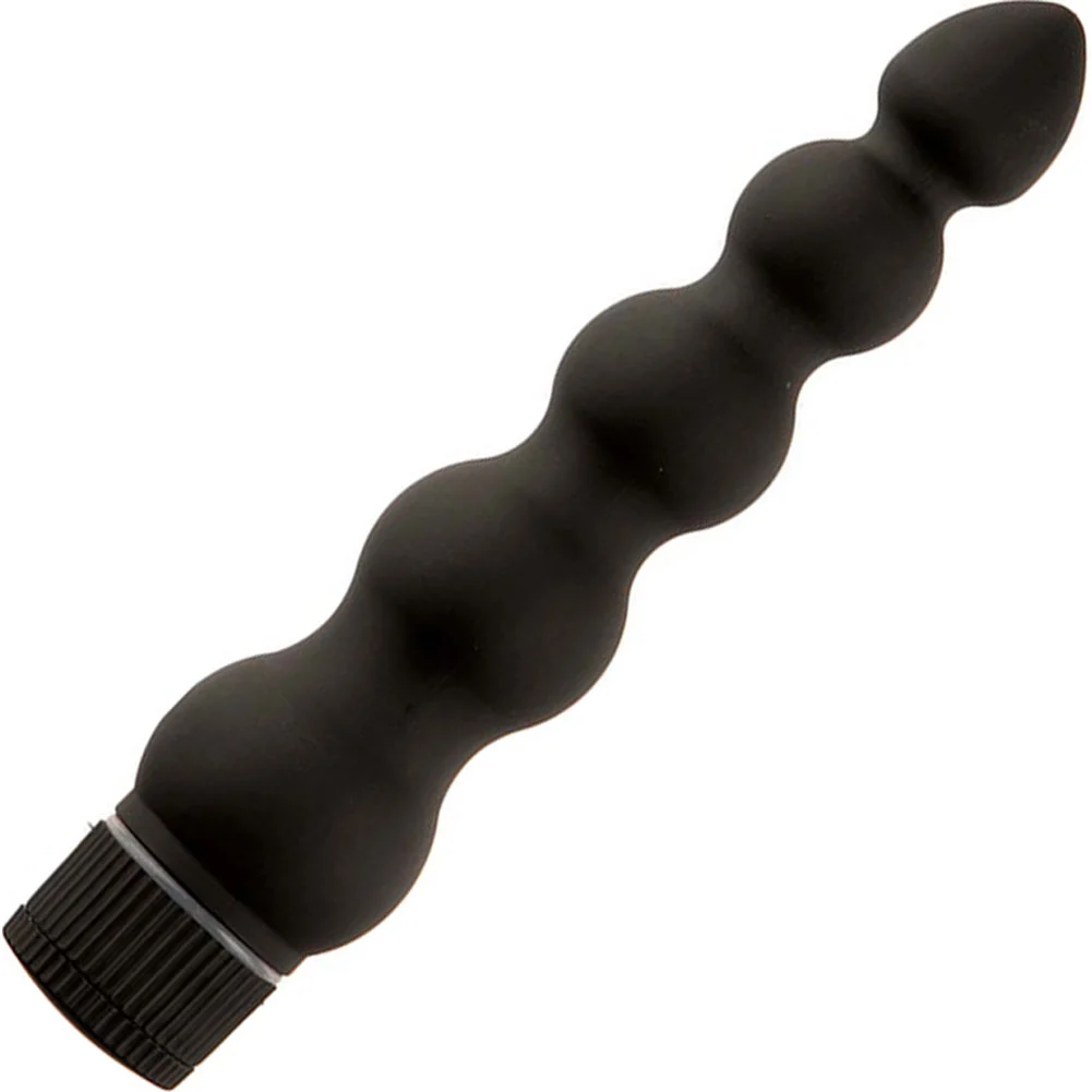 Black Magic Ribbed Vibrating Massager, 7", Black