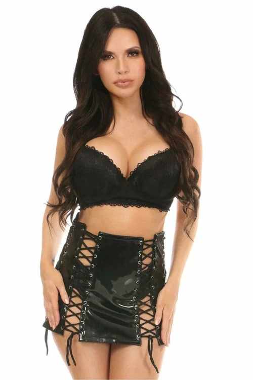 Black Patent Lace Up Skirt by Daisy Corsets