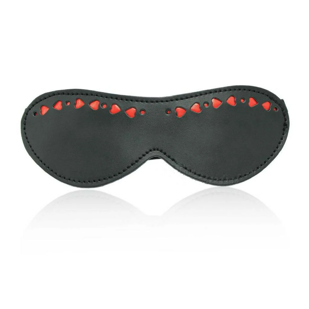 Blindfold - Black with Decorative Red Heart Cut-Outs