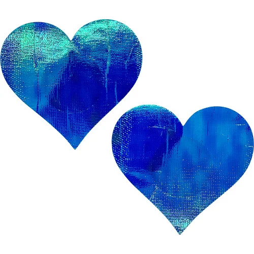 Blue Hologram Heart Shape Pasties