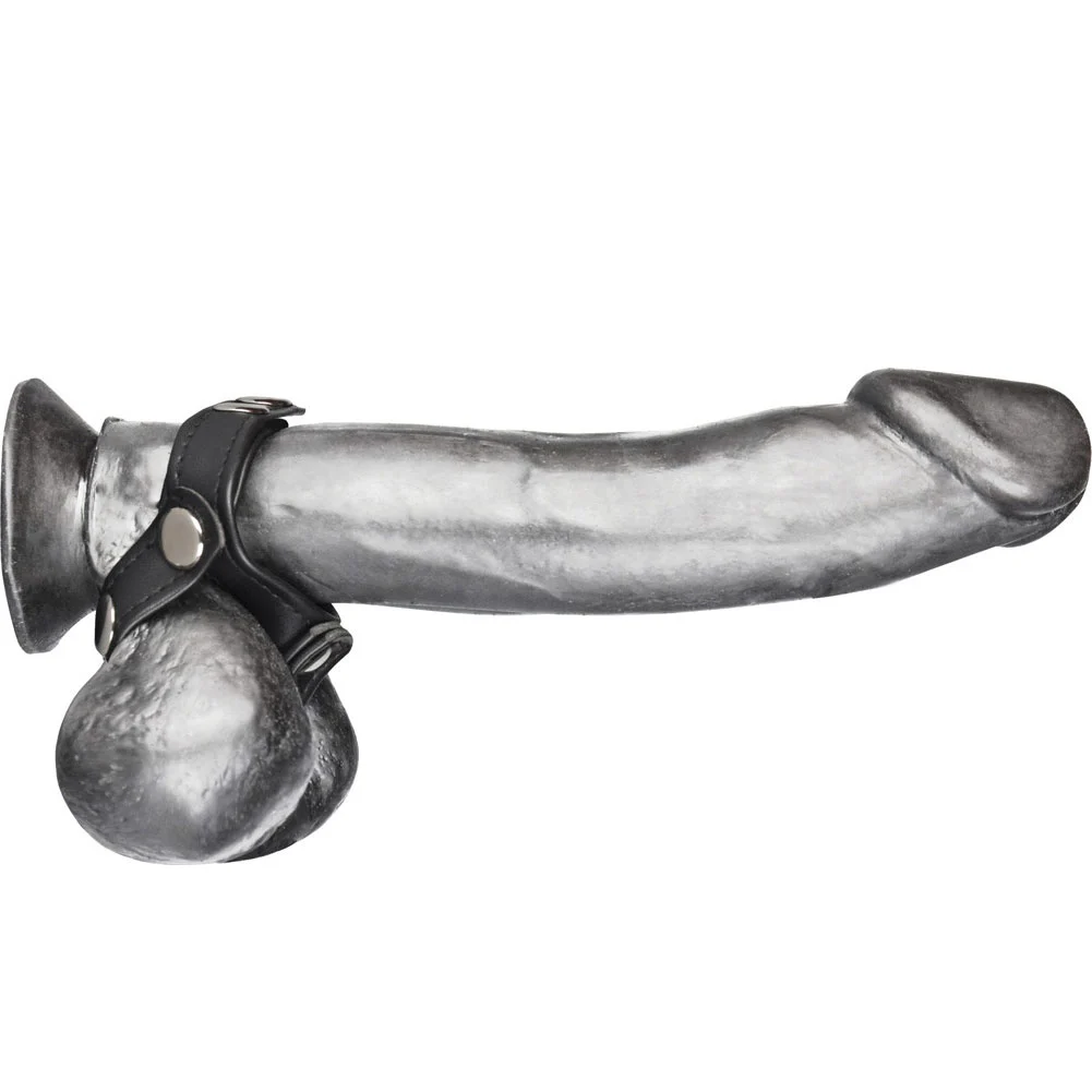 Blue Line C and B Gear V-Style Penis Ring with Ball Divider, Black