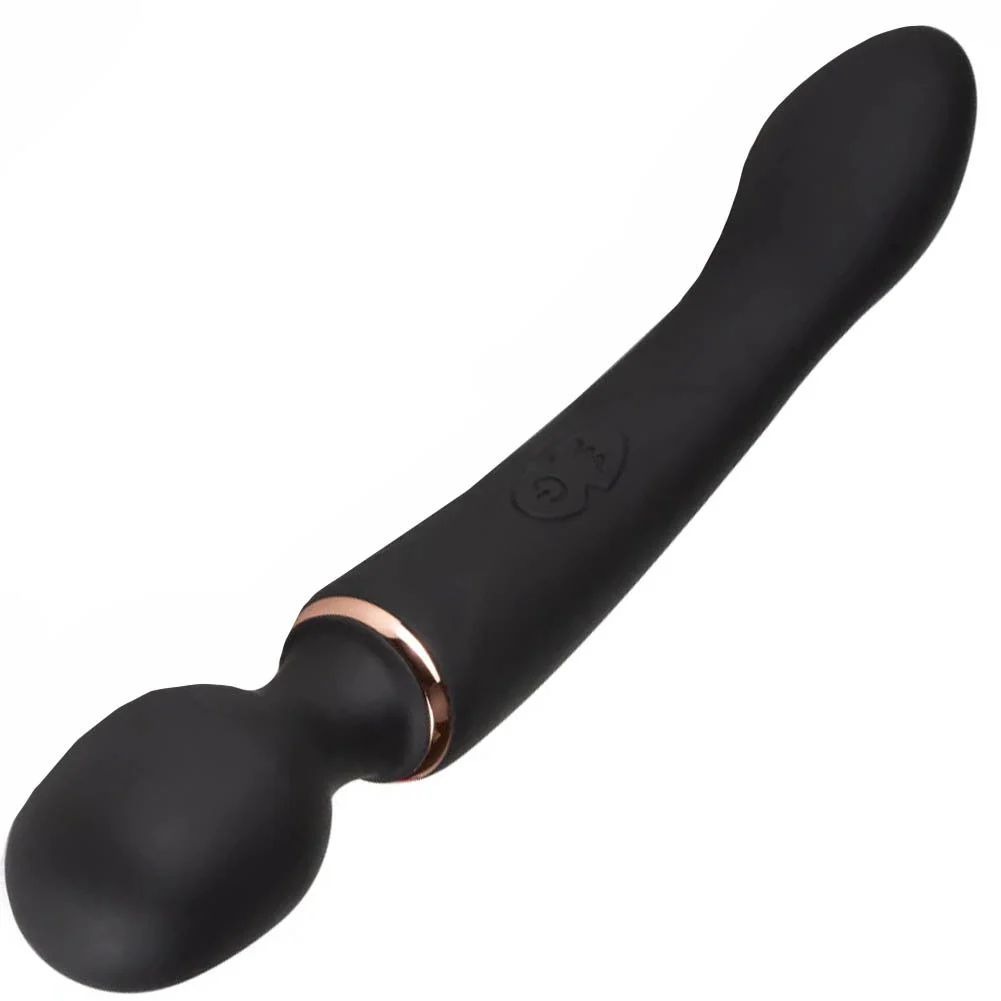 Blush Gia Two-in-One Silicone Wand Vibrator, 9.5", Black