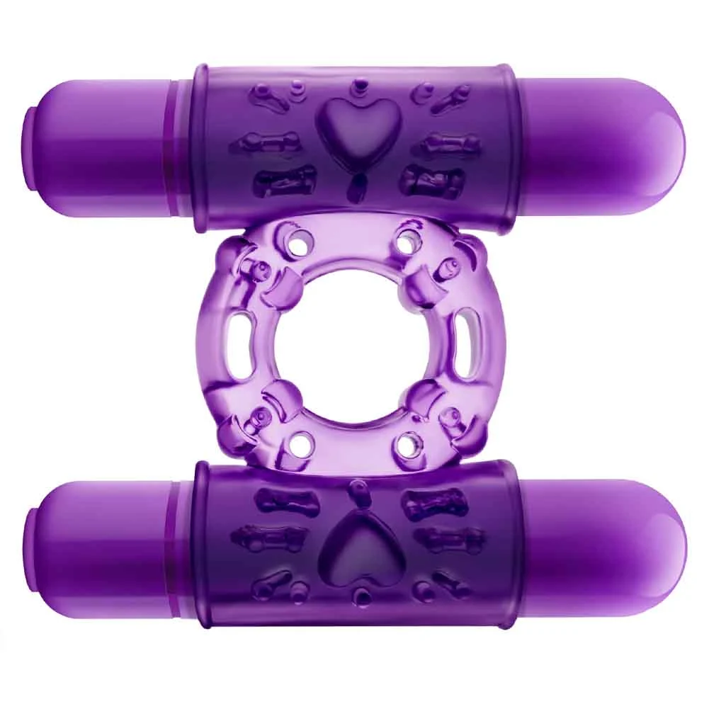 Blush Play With Me Double Play Dual Vibrating Penis Ring, Purple