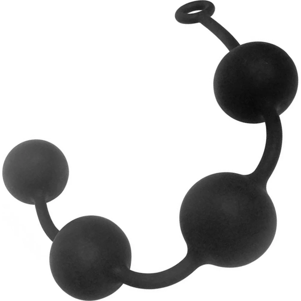BoneYard Ass Ballz XL Silicone Anal Beads, 2.4" Diameter, Black