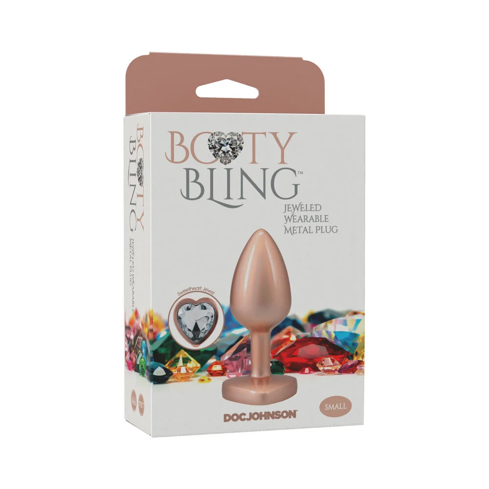 Booty Bling Heart Diamond Jeweled Metal Butt Plug, Gold