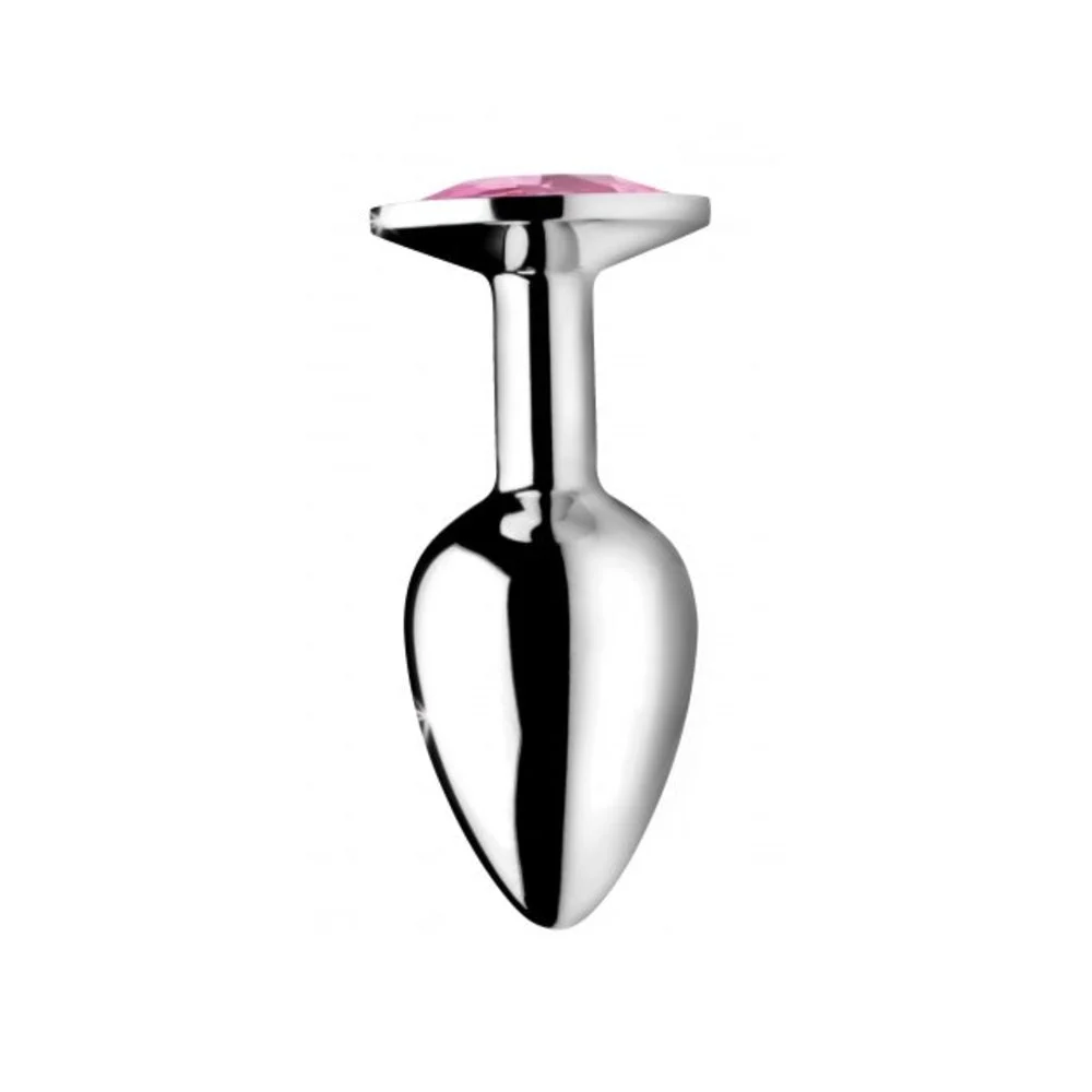 Booty Sparks Pink Gem Anal Plug, Medium, Silver