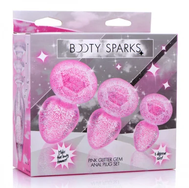 Booty Sparks Pink Glitter Gem Anal Plug Set