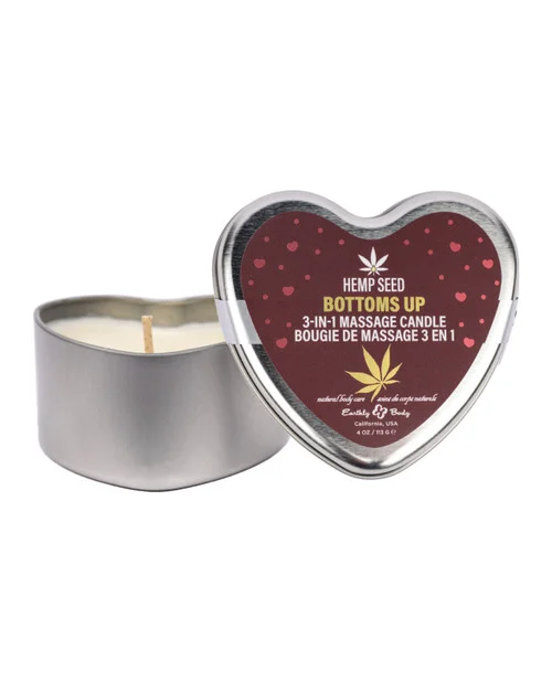 Bottoms Up 2025 Valentine Heart Shaped Hemp Massage Candle by Earthly Body
