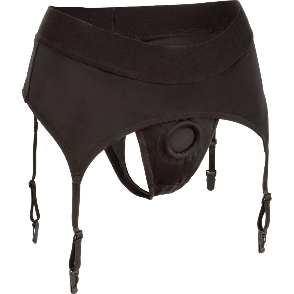 Boundless Thong with Garter Harness, Small/Medium, Black