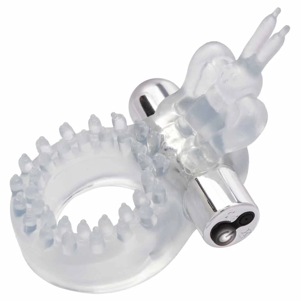 CalExotics Butterfly Waterproof Rechargeable Couples Ring, Clear