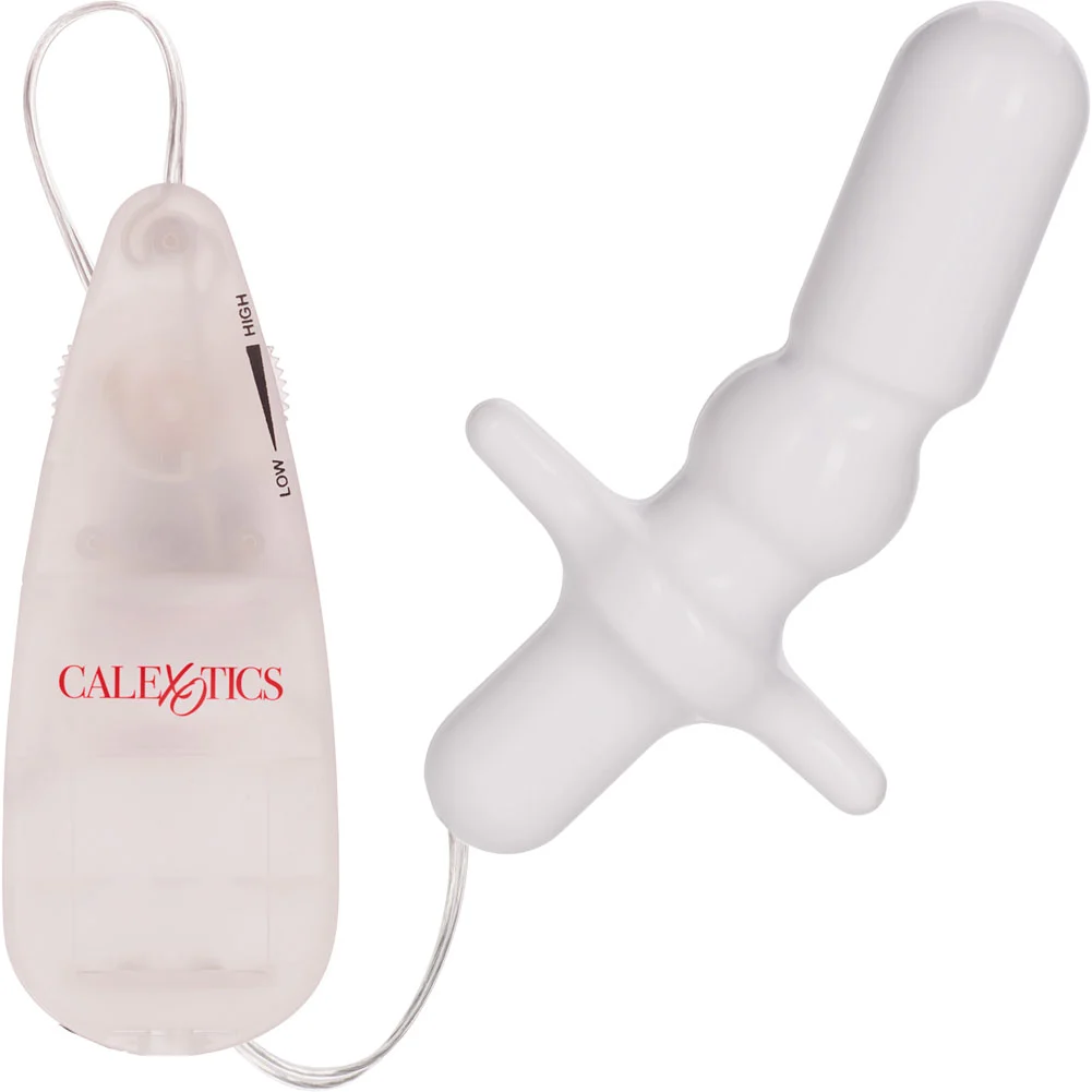CalExotics Contour T Vibrating Anal Plug, 3", White