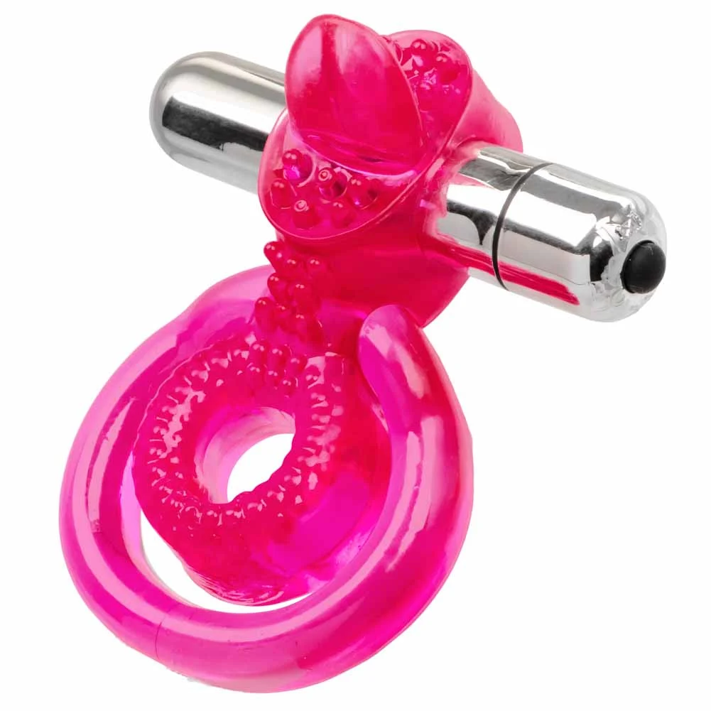 CalExotics Dual Clit Flicker Waterproof Vibrating Ring, Pink