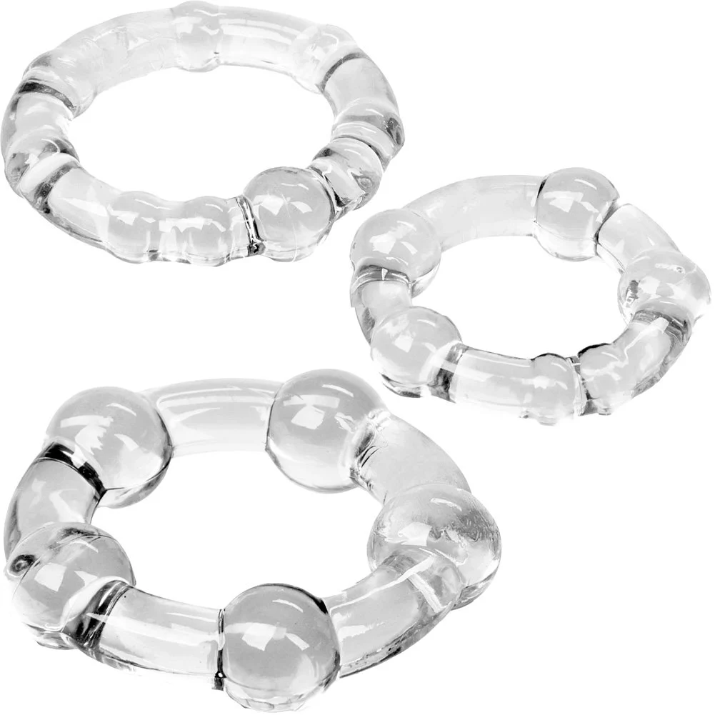 CalExotics Island Stretchy Penis Rings Pack of 3, Clear