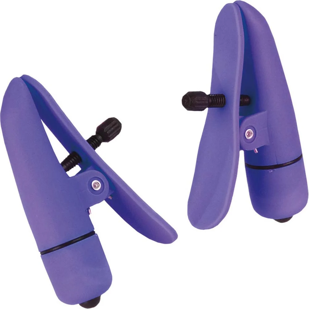 CalExotics Nipple Play Nipplettes Wireless Vibrating Nipple Clamps, Purple