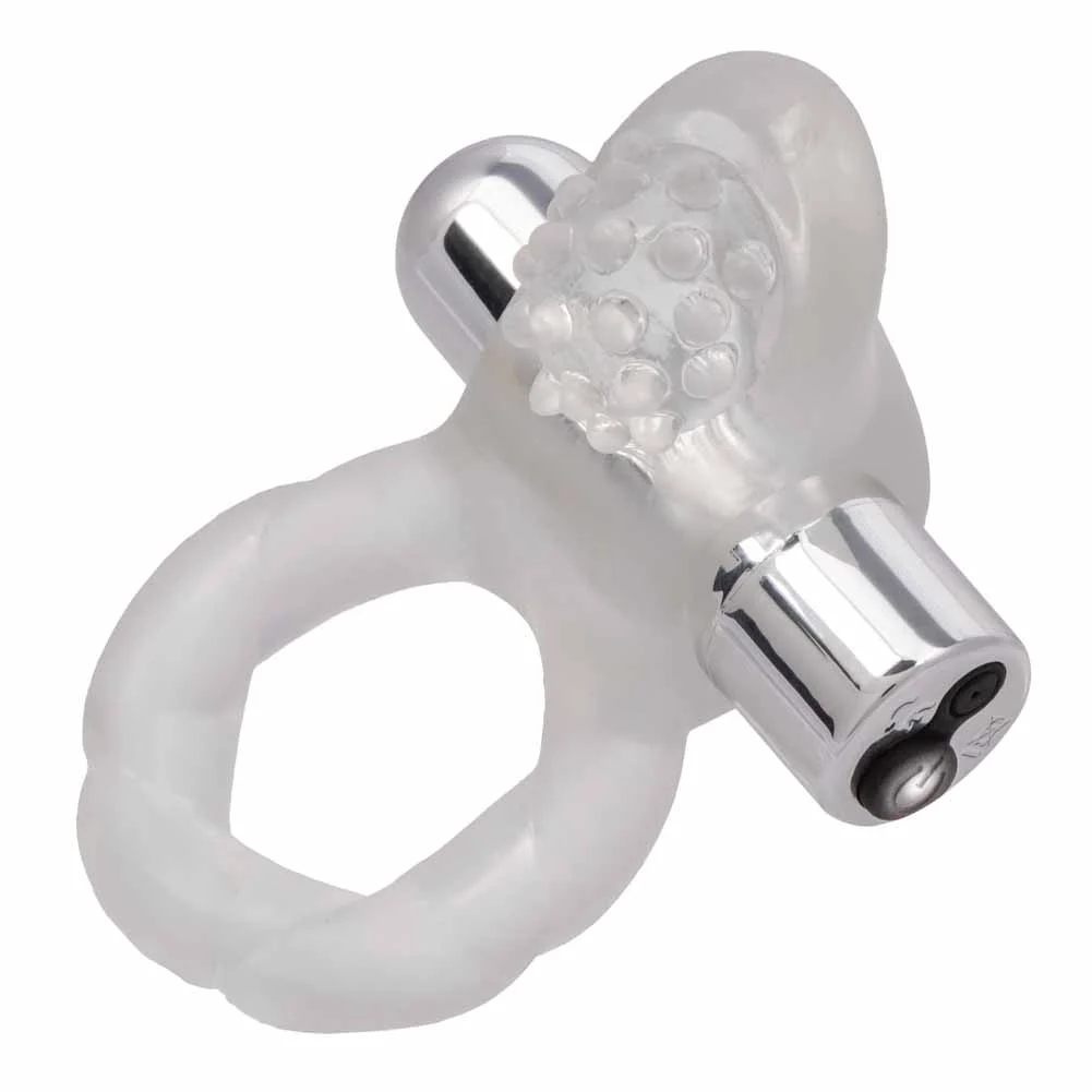 CalExotics Nubby Lovers Delight Rechargeable Vibrating Penis Ring, Clear