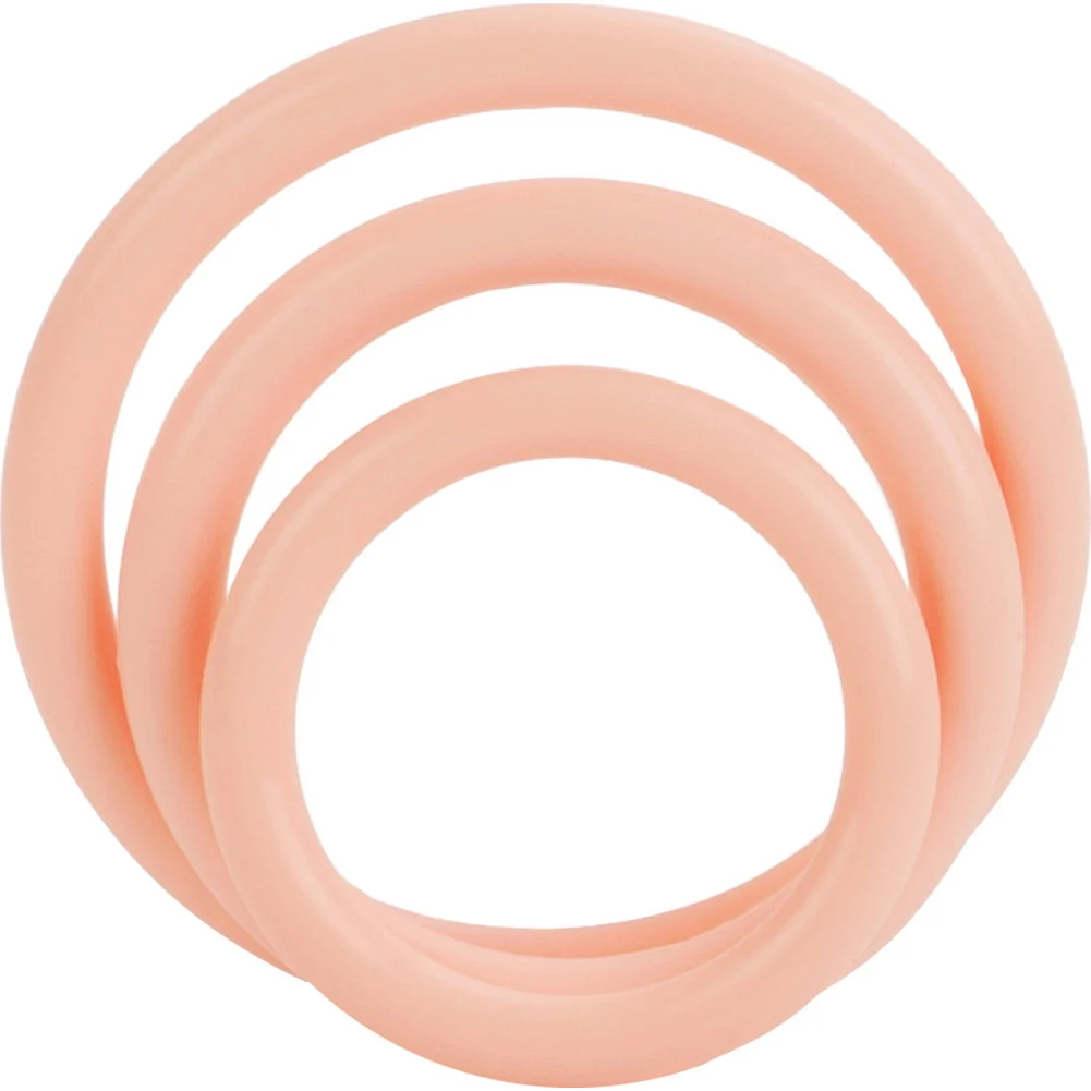 CalExotics Tri Rings Stretchy Penis Ring Set, Ivory