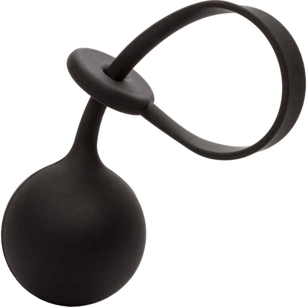CalExotics Weighted Lasso Penis Ring with Punishing 4 Oz Ball, Black