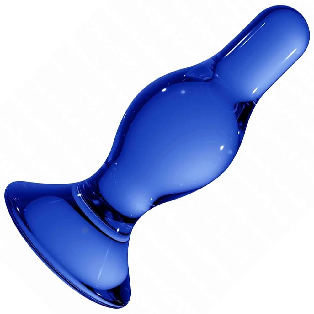 Chrystalino Classy Handblown Glass Butt Plug, 4.5", Blue