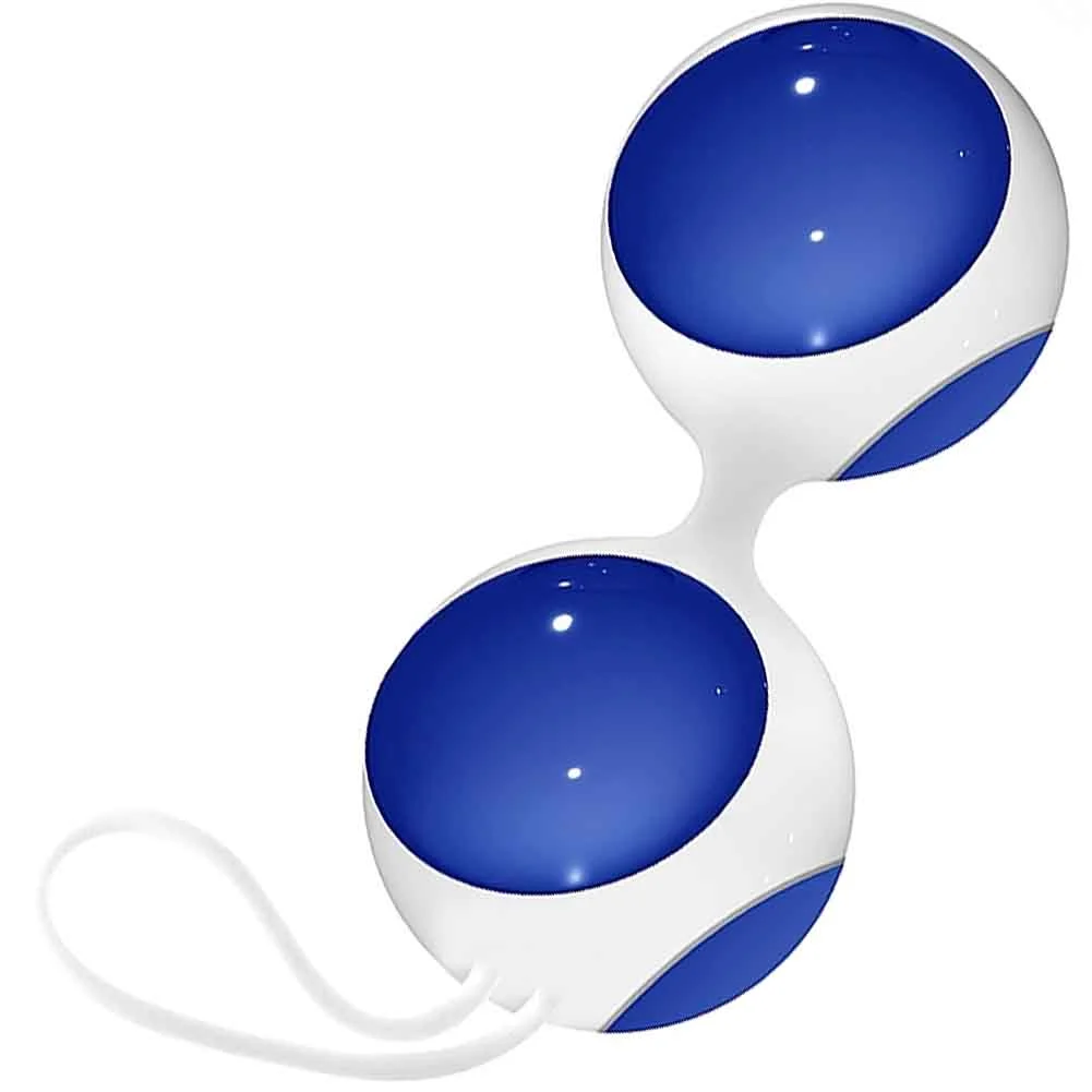 Chrystalino Handblown Glass Ben Wa Balls with Cradle, 1.4", Blue