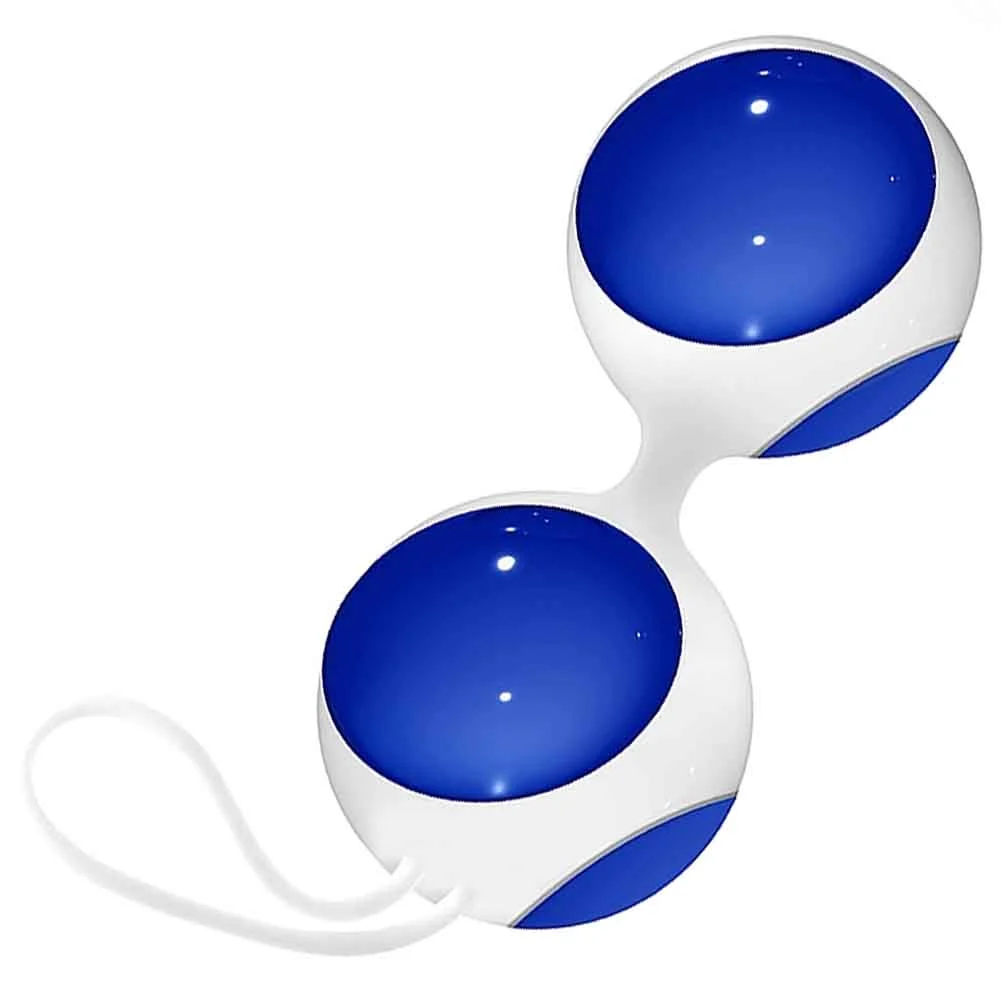 Chrystalino Handblown Glass Ben Wa Balls with Cradle, 1", Blue
