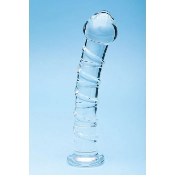Clarity Glass Seraphic Spiral – 6.3″ Ribbed Glass Dildo
