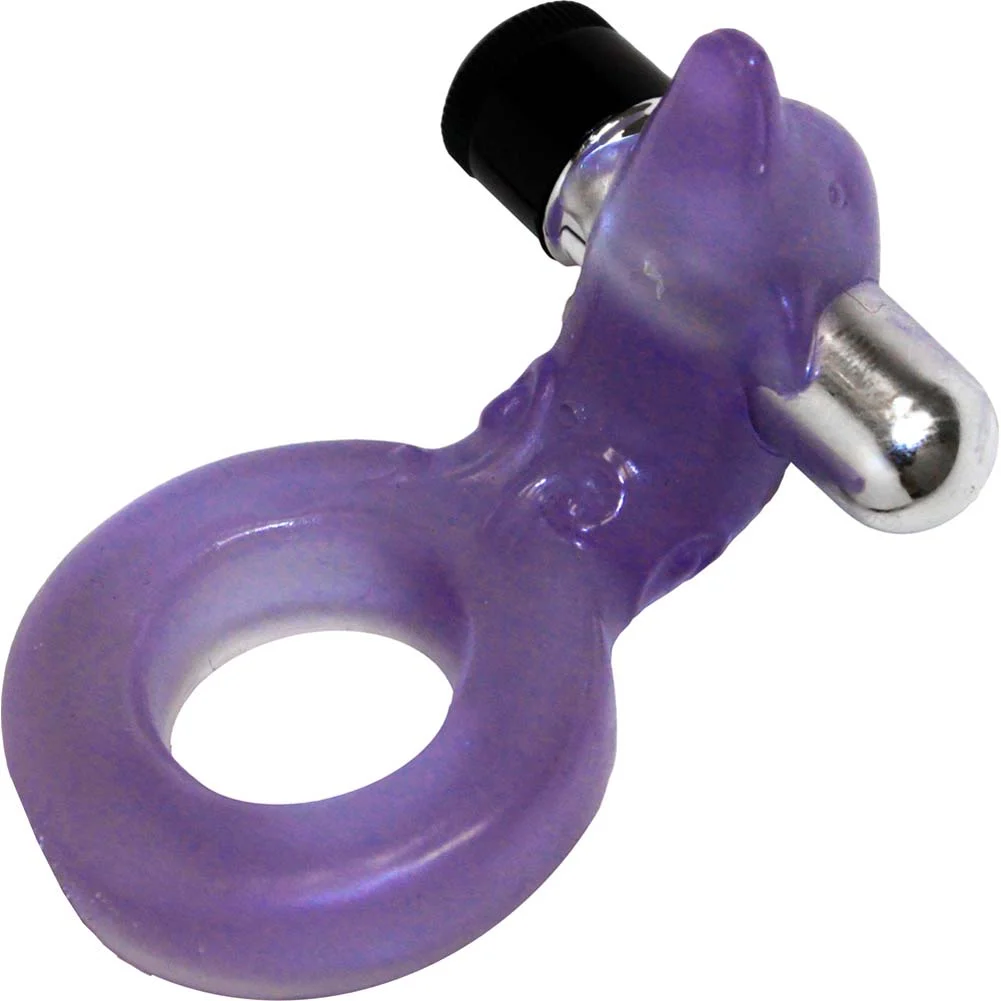 Clit Buddy Dazzling Dolphin Vibrating Penis Ring for Couples, Lavender