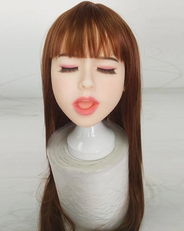 Closed Eyes Sex Doll Head with Wig