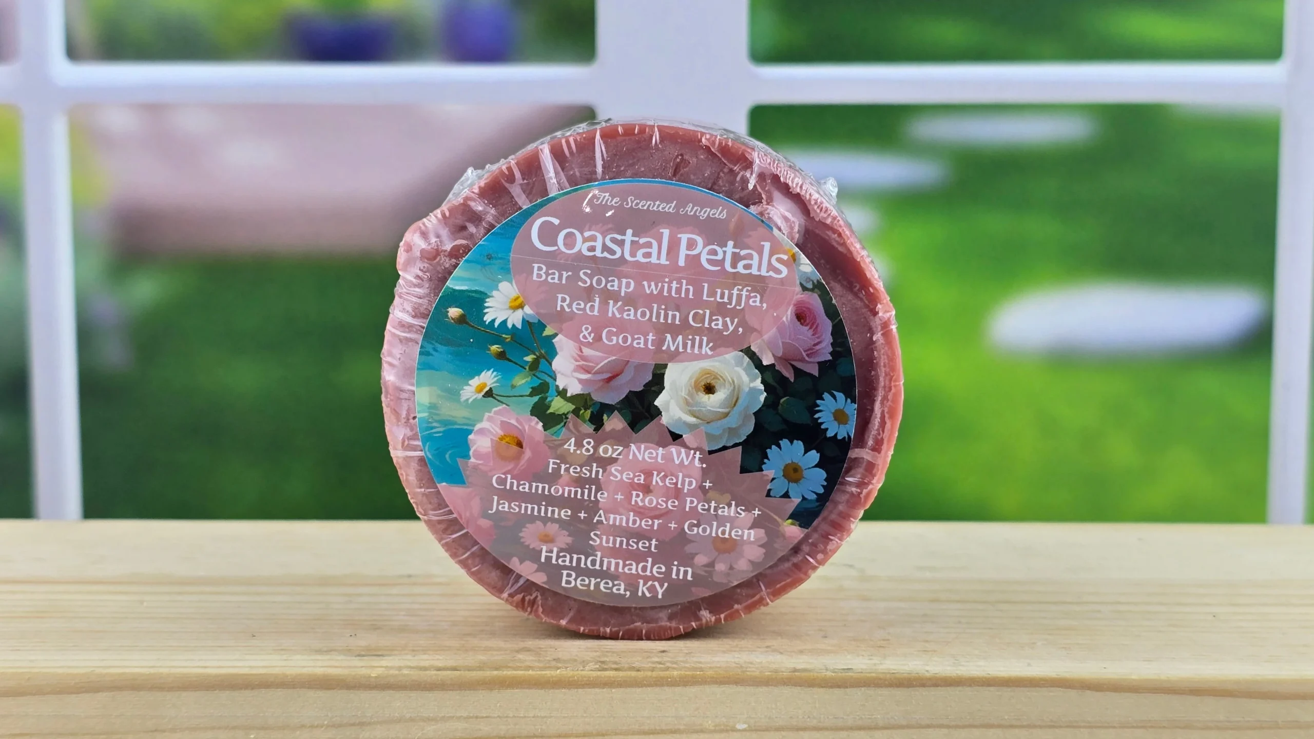 Coastal Petals Goat Milk & Wagyu Tallow Soap Bar with Luffa | Handmade Cold Process Soap (5 oz)