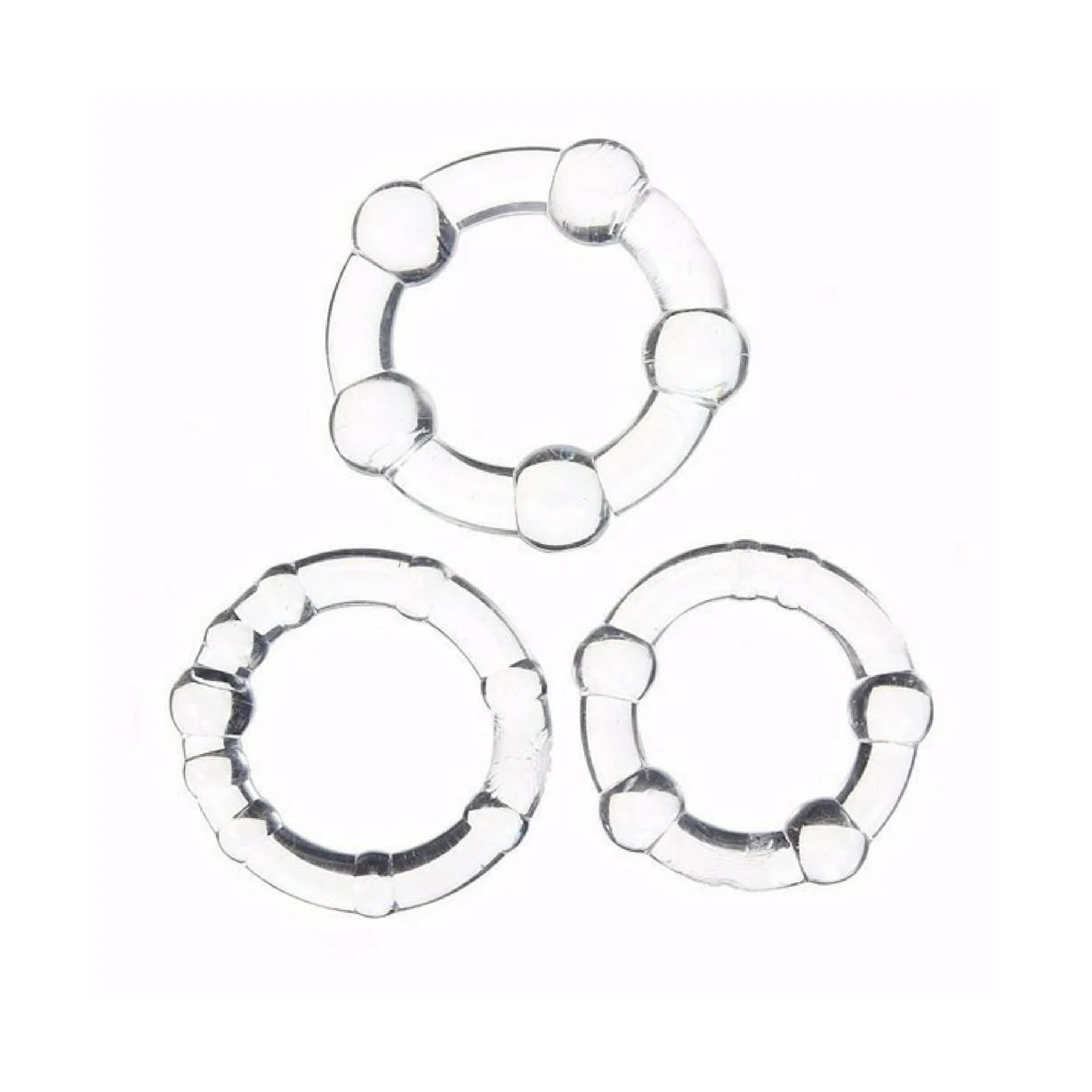 Cock Ring - Clear Beaded 3 pack