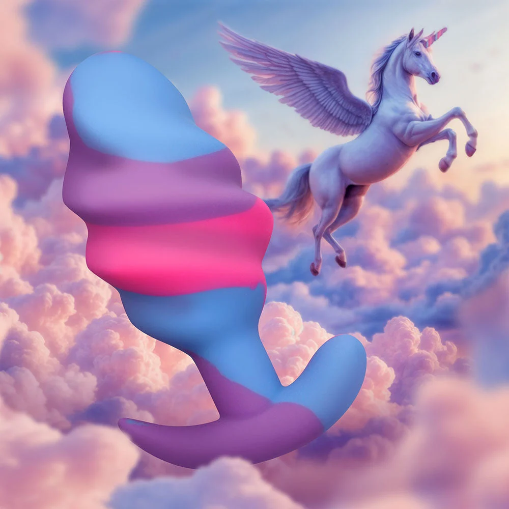 Creature Cock Unicorn Swirl Butt Plug, Large Multi-Color