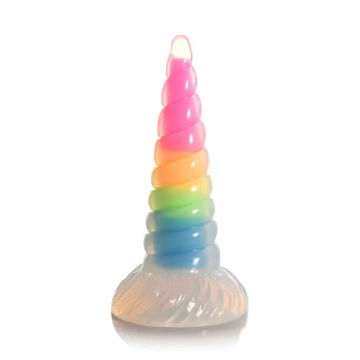 Creature Cocks Uni-Glow Glow-in-the-Dark Rainbow Fantasy Unicorn Horn Dildo