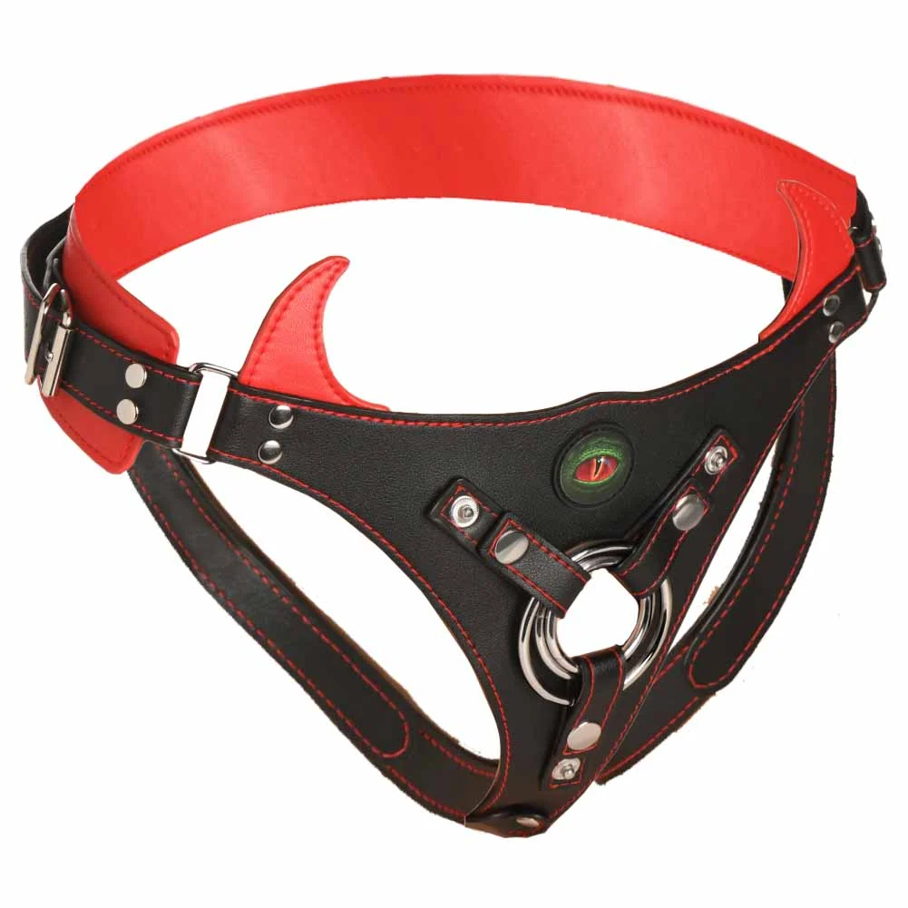 CreatureCocks Horny Devil Strap-On Harness, One Size, Red/Black