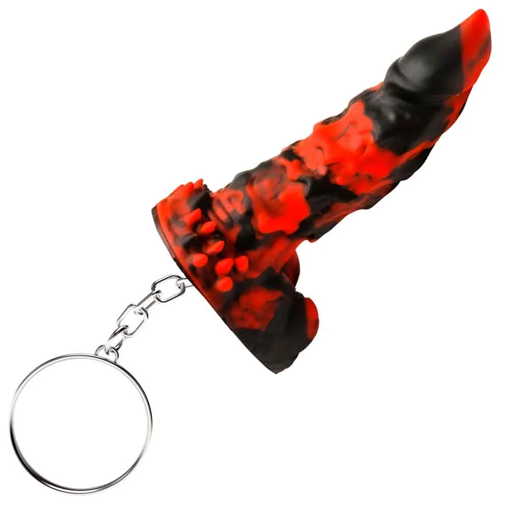 CreatureCocks Silicone Fantasy Keychain, 2.8", Fire Demon