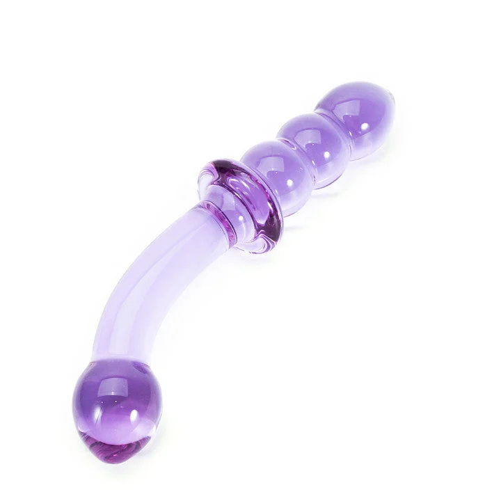 Crystal Bliss Amethyst Glass Dildo Aanal Beads 7 Inch