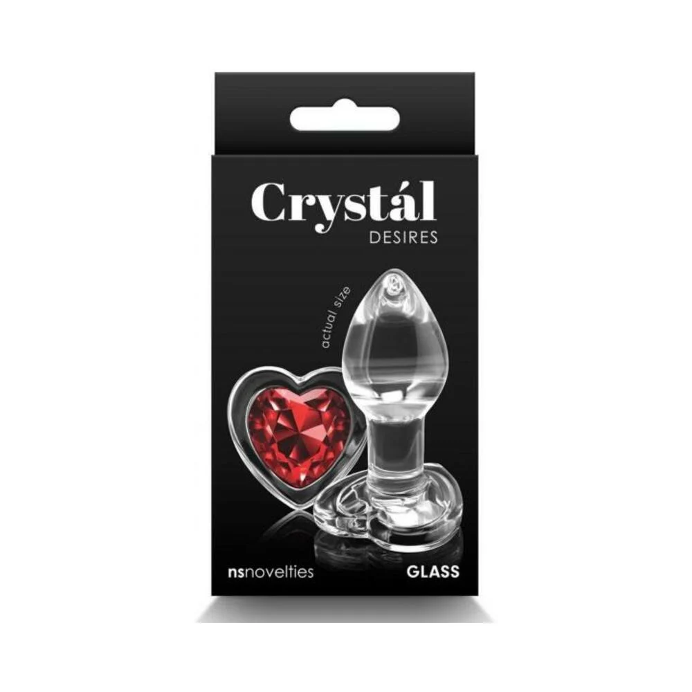 Crystal Desires Glass Heart Gem Butt Plug Small Red