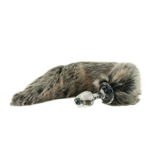 Crystal Minx Faux Fur Tail Glass Butt Plug by Crystal Delights