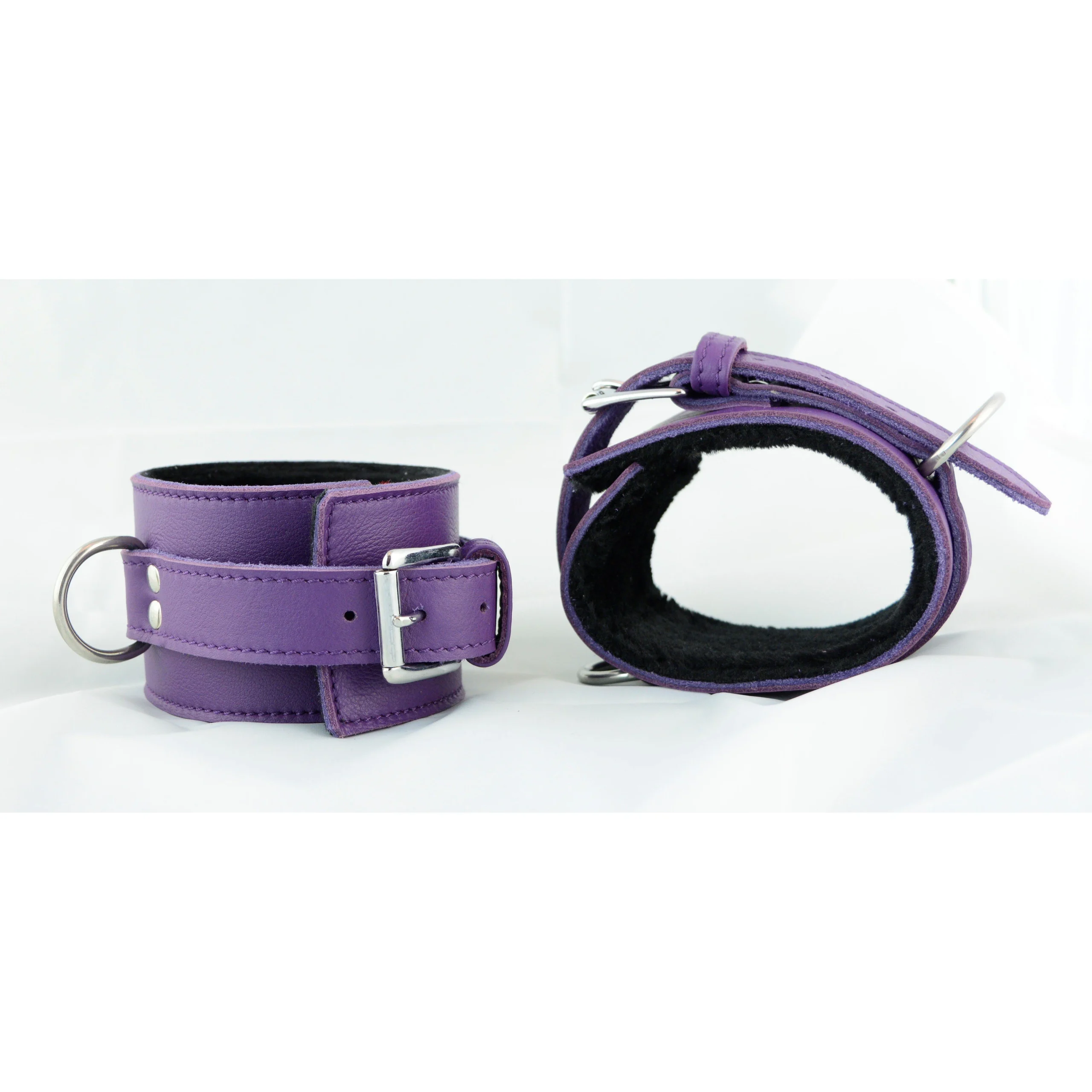 Cuff Ankle - Purple with Black Fuzzy Lining