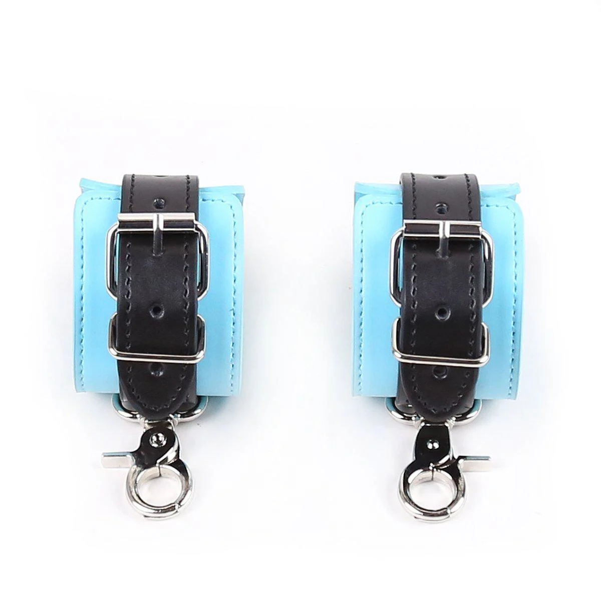 Cuff Wrist - Aqua PVC Cuff with Black Straps