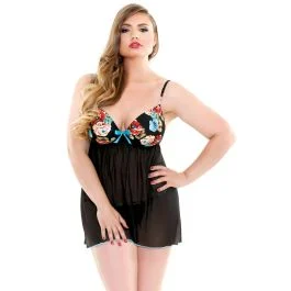 Dahlia Molded Cup Babydoll G-string Curve Lingerie P207