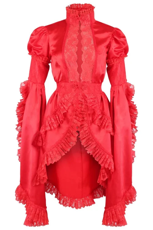 Daisy Corsets Red Satin and Lace Ruffled Jacket
