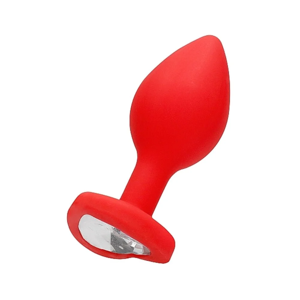 Diamond Heart Butt Plug, Large, Red