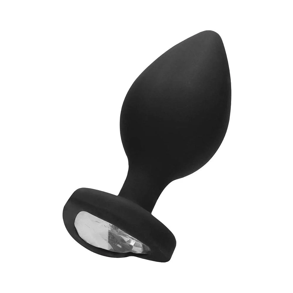 Diamond Heart Butt Plug, XL, Black